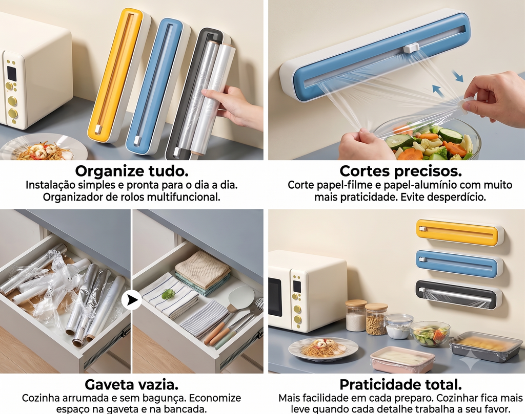 Dispenser de plástico filme com cortador